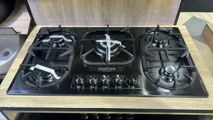 Stainless Black 5 Burner Built-in Gas Cooker With Automatic Ignition
