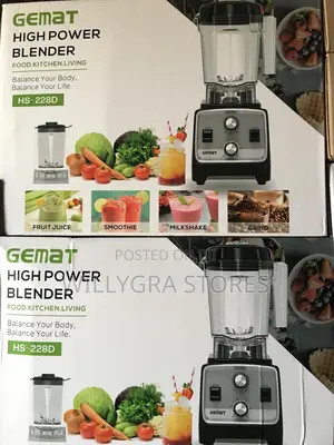 Gemat Professional Heavy Duty Blender - 2ltr Jar 600ml Cup - 3000w