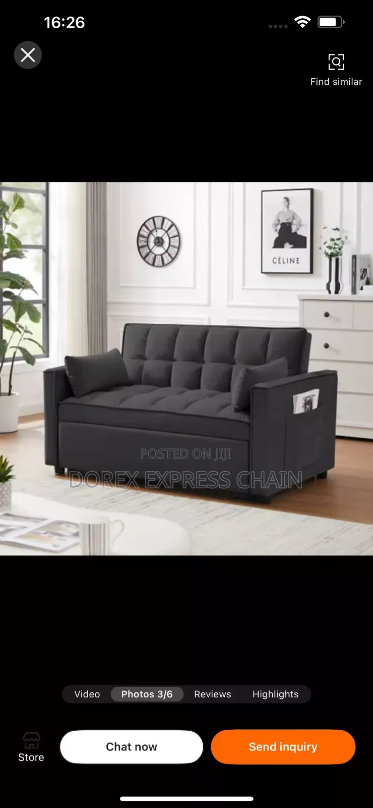 Stylish Sofa Bed. Space-Saving Convertible Sofa