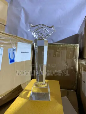 Crystal Trophy Plaque, Handshake