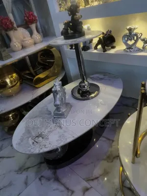 Marble Coffee Table 1+1 With Stainless Steel Base