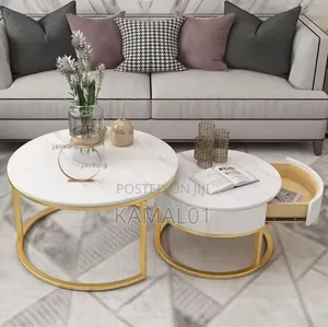 2 in 1 Marble Center Table With Drawer