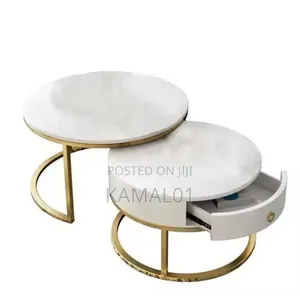 2 in 1 Marble Center Table With Drawer