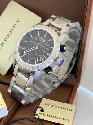 Burberry Chronograph Silver Chain Wrist Watch
