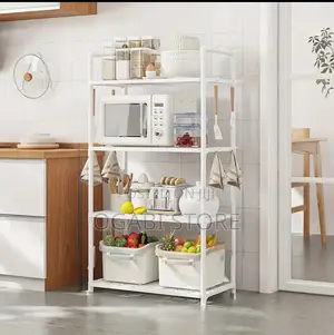 Heavy-Duty 4-Tier Large Kitchen Cabinet [Black/Gray]