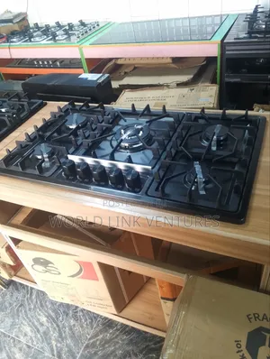G S Glass Top Cabinet Gas Cooker 5 Burners Automatic Ignition Switch