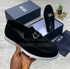 Classic Dior Black Suede Loafers Shoe