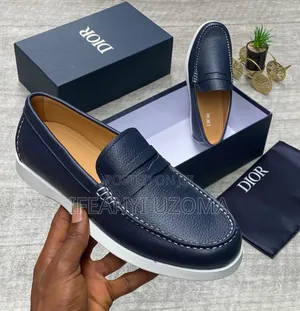Good Blue Loafers With White Sole Men Shoe