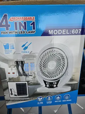 Portable 4-in-1 Solar + Rechargeable Table Fan