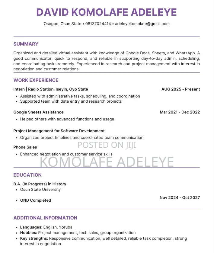 Computing IT CV