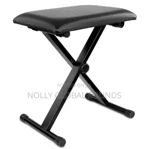 Adjustable Foldable Keyboard Piano Bench (Black Leather Piano Chair)