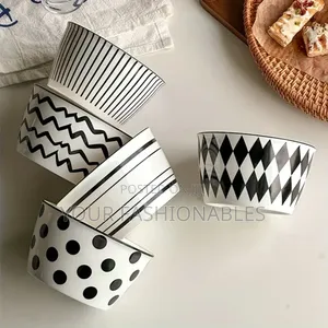 High Quality Set Of Geometric Ceramic Bowls ( 5 Pieces)