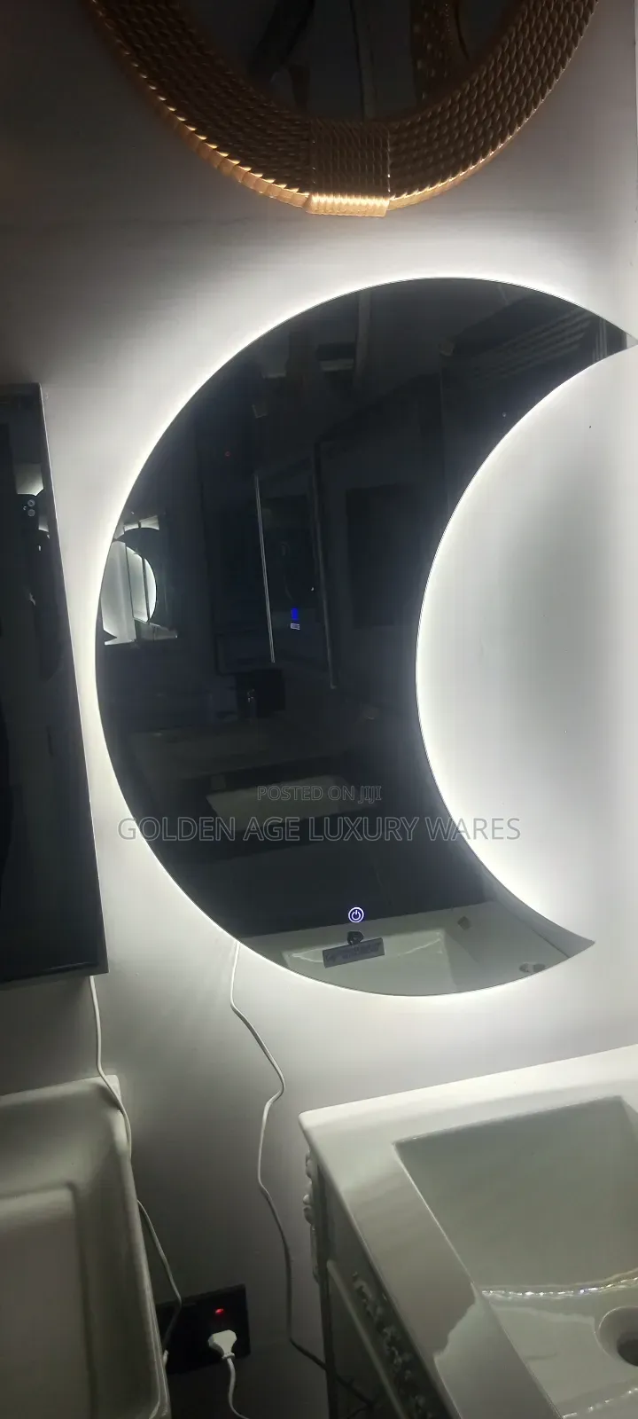 Half Moon Mirror With Light