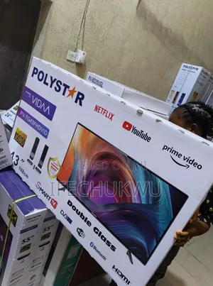 Original Polystar 43inches Tv Full Hd Double Glass 2 Remote Control