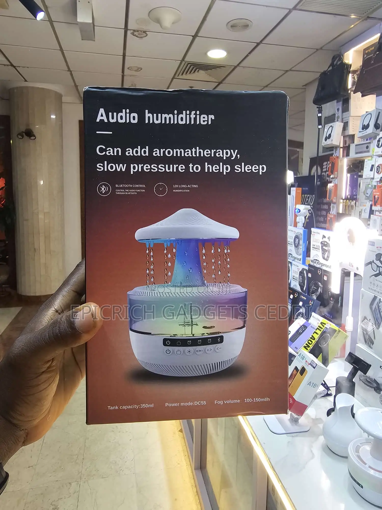 Aroma Diffuser With Rain Drops Effect and Bluetooth Speaker