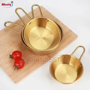 1pc 14cm Stainless Steel Golden Sauce Bowl With Handle