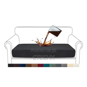 High Stretch Sofa Seat Cushion Cover. 3 Seater, Black