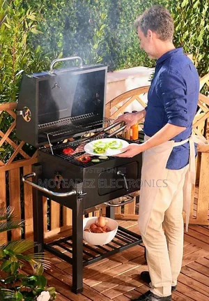 Heavy Duty Commercial Smokeless BBQ Charcoal Grill Trolley/Side Table