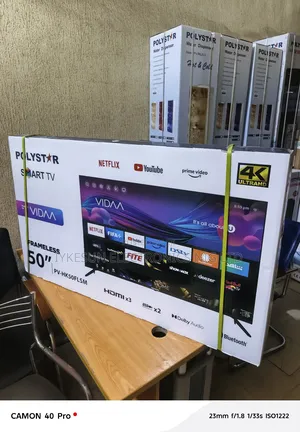 Original Polystar New Design Frameless Tv 50" 4kuhd Smart Netflix Etc.