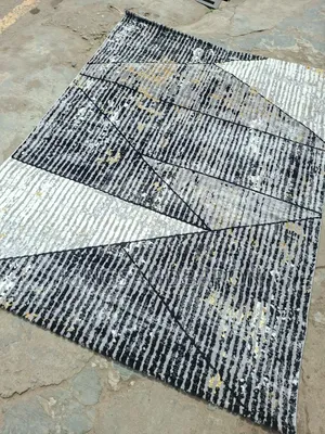 7x10fts Gray/Gold/ Cream Turkey Shaggy Rug