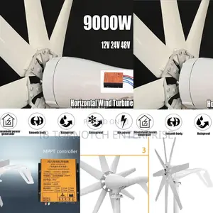 Power Remote Cabins or Farms With 9000w 48v Horizontal Wind Turbine