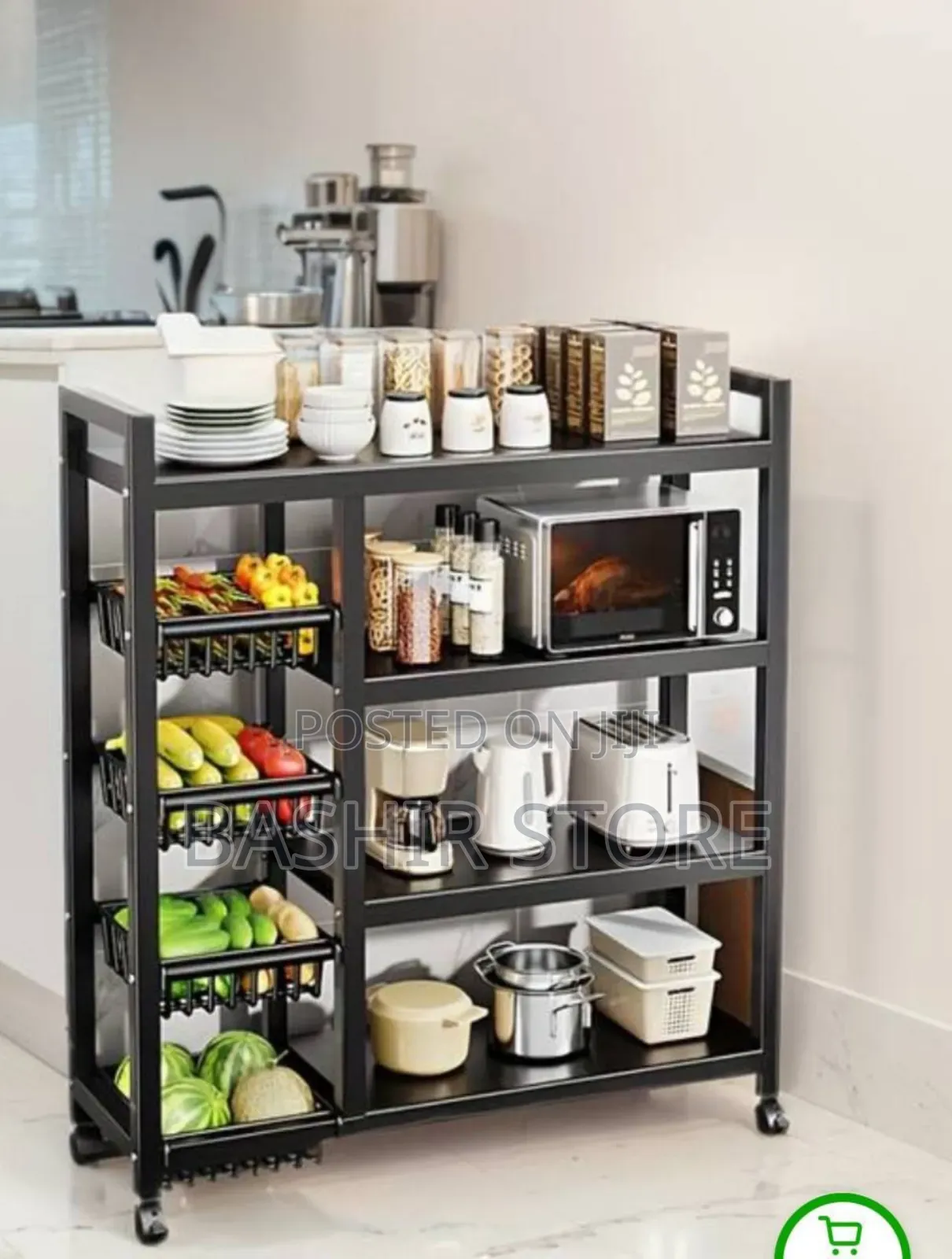 Multi-Functional Kitchen Storage Rack With Wheels.