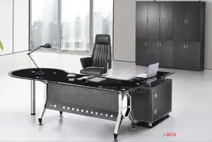 Office Executive Glass Table L Shape Tempard