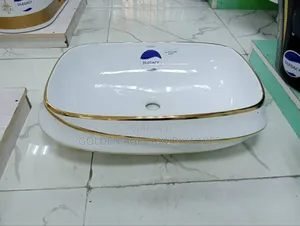 White and Gold Art Countertop Basin