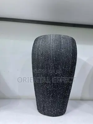 Granite Striped Black Rotunda Planter – 54cm | Luxury Flower Pot