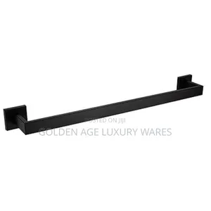 60cm Single Towel Rail Black