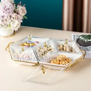 Luxury Ceramic Prismatic Serving Tray ( 5 PCS Compartment) Snacks Bowl