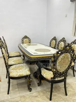 Luxury Persian Style Gold Engraving French Royal Shining Gloss Dining