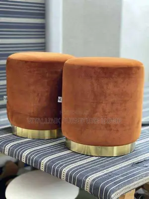 Rust Velvet Pouf