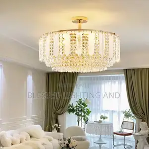 Size 600mm Led and Bulb French Crystal Chandelier Light With Remote