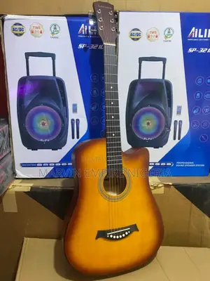 Brown Red Acoustic Guitar 39 Inches Medium With Free Bag and Strap