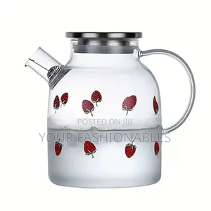 Large Borosilicate Glass Strawberry Teapot and Jug