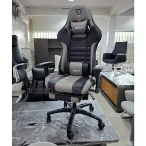 Furgle Computer Racing Gaming Ergonomic Chair + Footrest -Black Gray