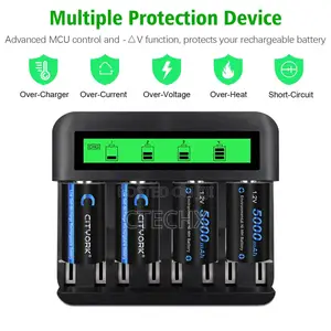 Cityork Battery LCD Charger Set- For Aa Aaa C D Rechargeable Batteries
