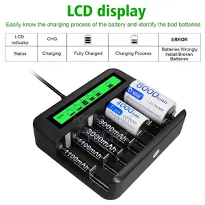 Cityork Battery LCD Charger Set- For Aa Aaa C D Rechargeable Batteries