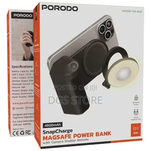 Porodo Snapcharge Magsafe 4800mah Power Bank With Camera Shutterremote