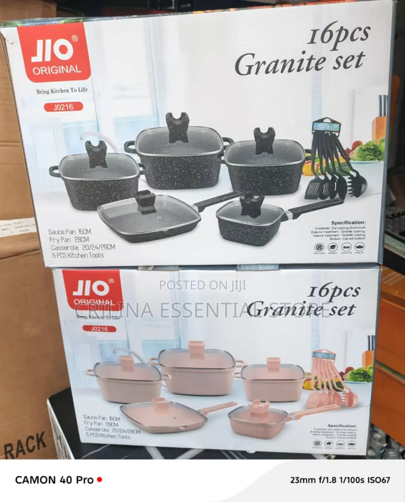 Jio 16pcs Granite Cookware Set