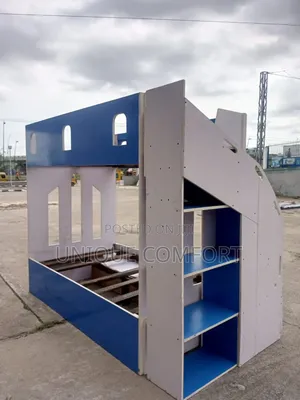 31⁄2 by 6 Bunk Bed With Side Drawer, Down Drawer and Side Bookshelf