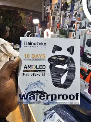 Hainoteko-12 Waterproof Smartwatch With Earbuds, Amoled Display