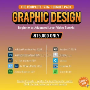 Graphic Design 12-in-1 Tutorial Bundle | Beginner To Advanced ₦15,000.