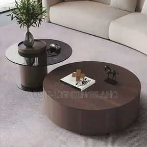 Latest Living Room Center Table ( Wood Design Glass Stool) Brown