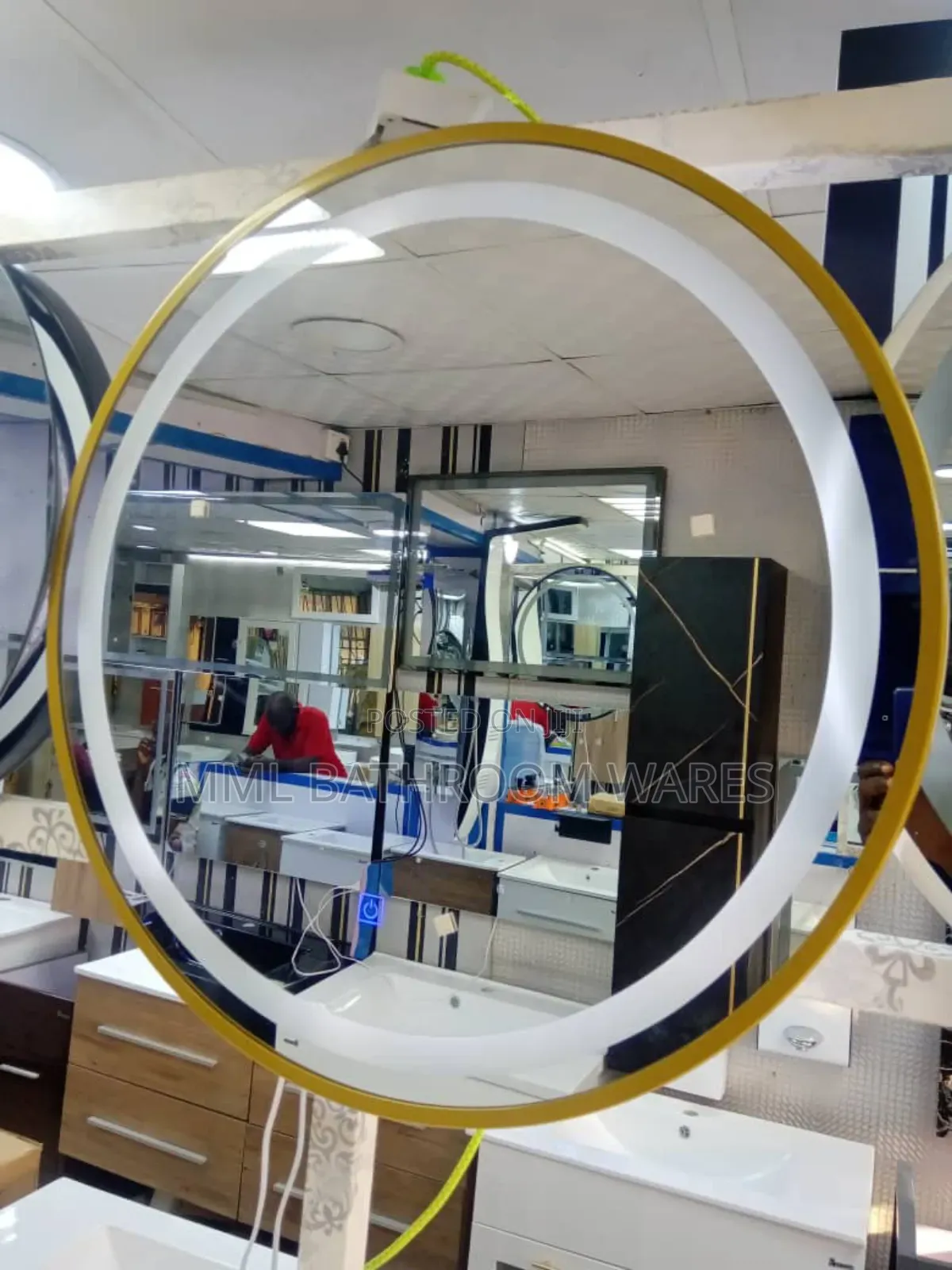 Framed Gold Circle Shape Led Mirrors