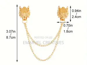 Fashionable Geometric Golden Chain Tassel Suit Pin With Retro Wolf