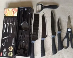 6pcs Black Corrugated Knives