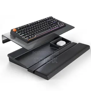 Tilted Keyboard Stand W/Wrist Rest Storage Tray. 3 in 1. Black