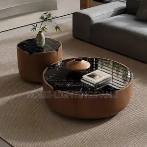 Luxury Marble Center Table Walnut Color, Wooden Frame